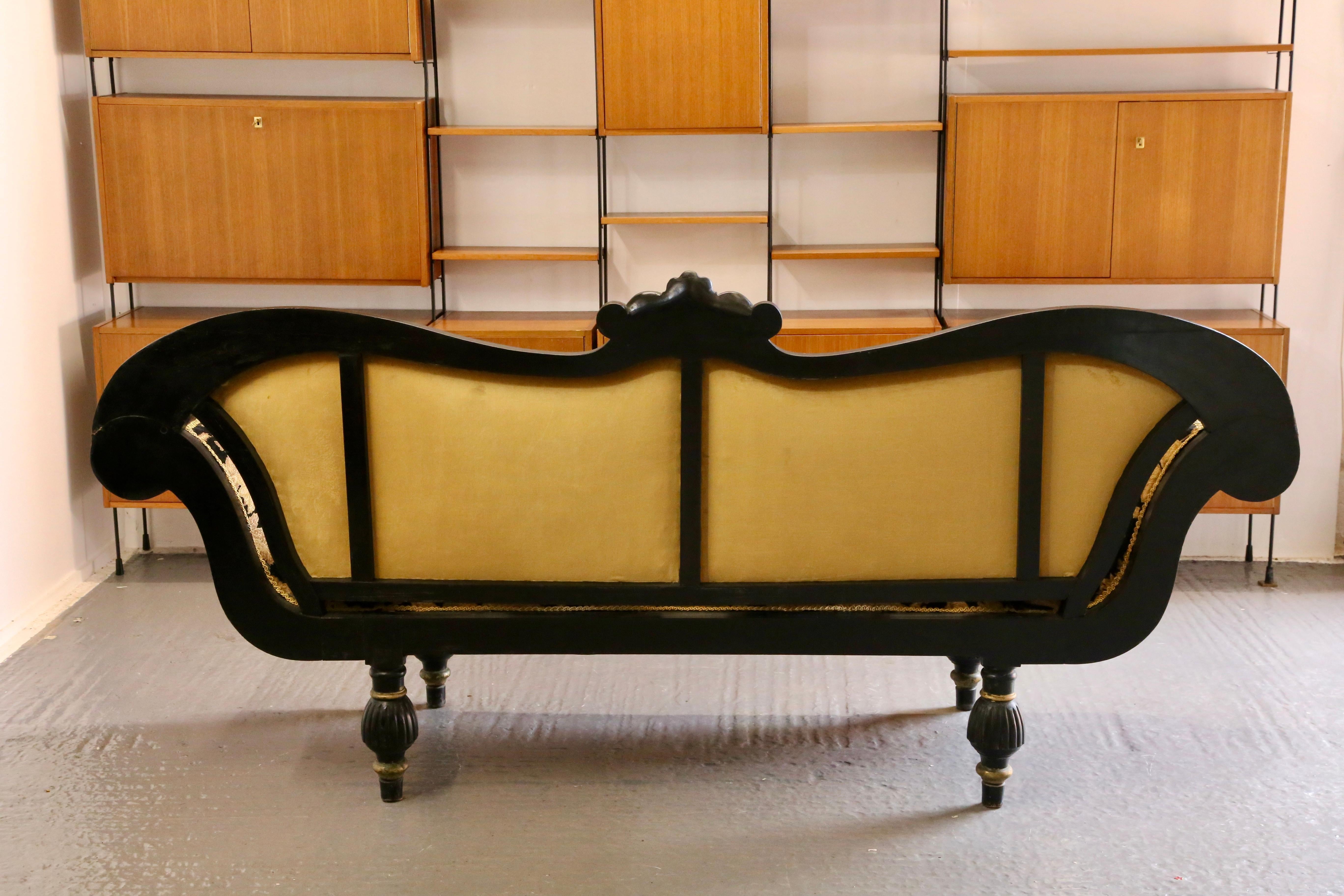 Fine Antique Empire / Regency Carved Ebonised Double Ended Couch For Sale 3