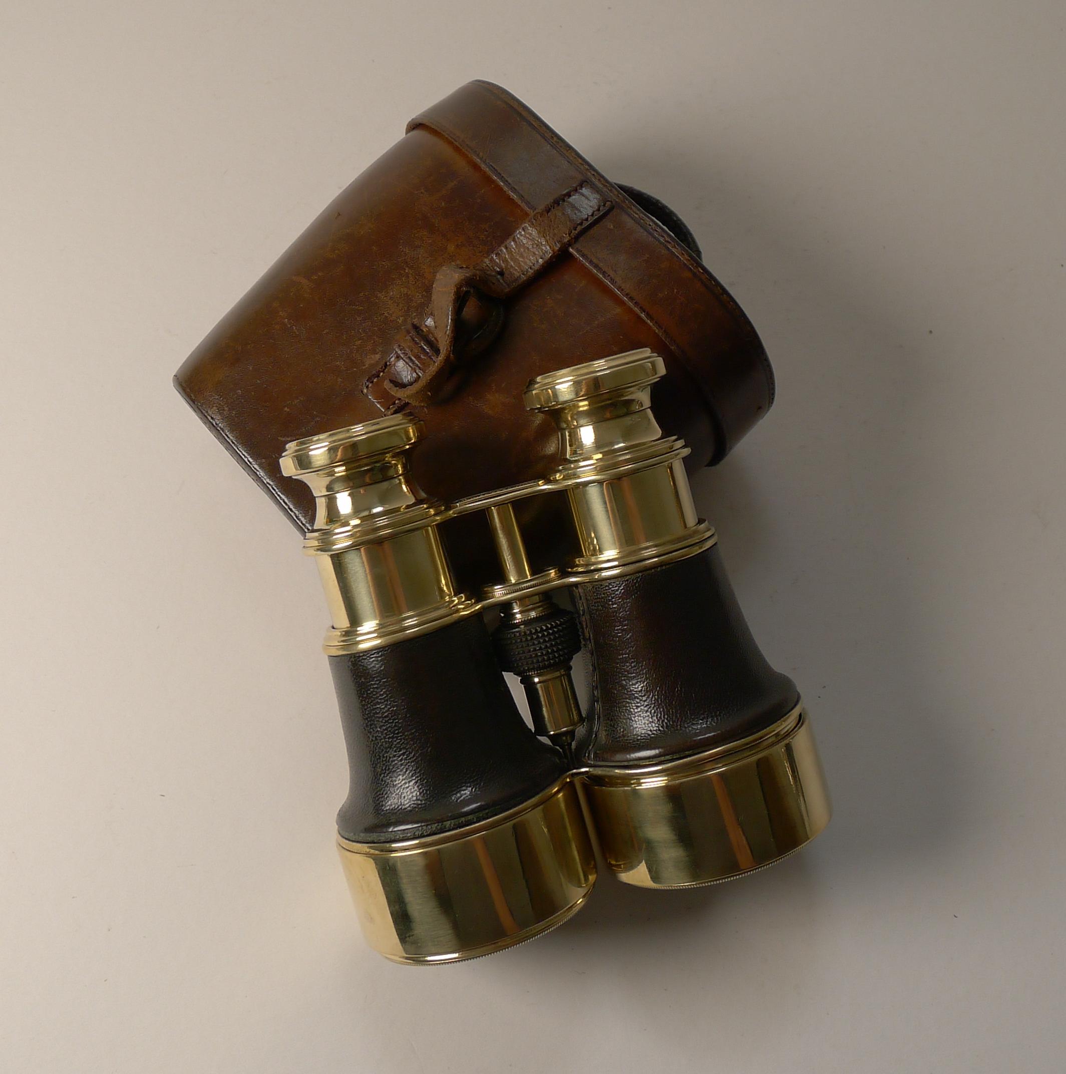 Brass Fine Antique English Binoculars by J H Steward, London c.1915