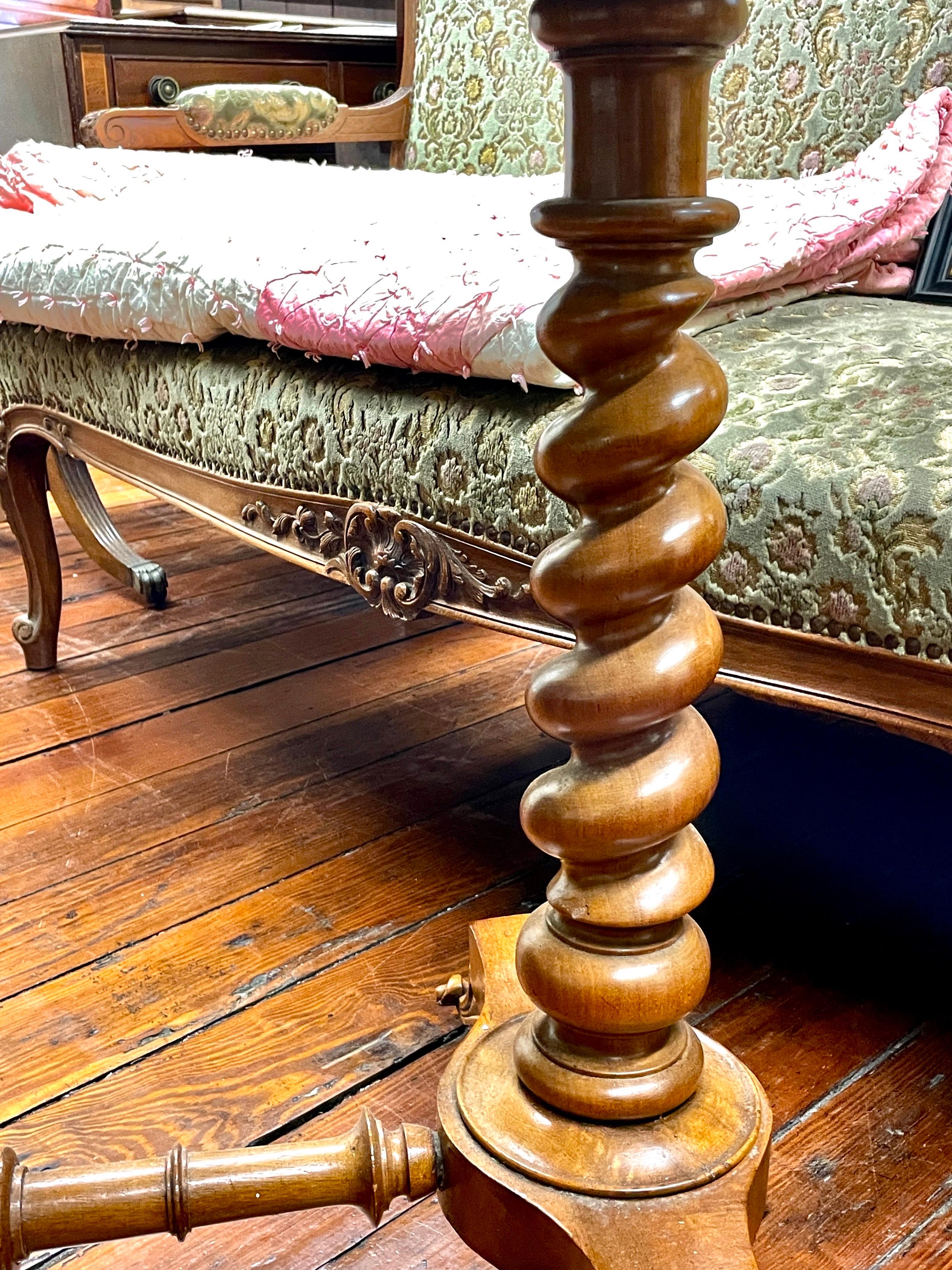 Fine Antique English Burr Walnut Console or Library Table with Barley Twist Legs For Sale 3