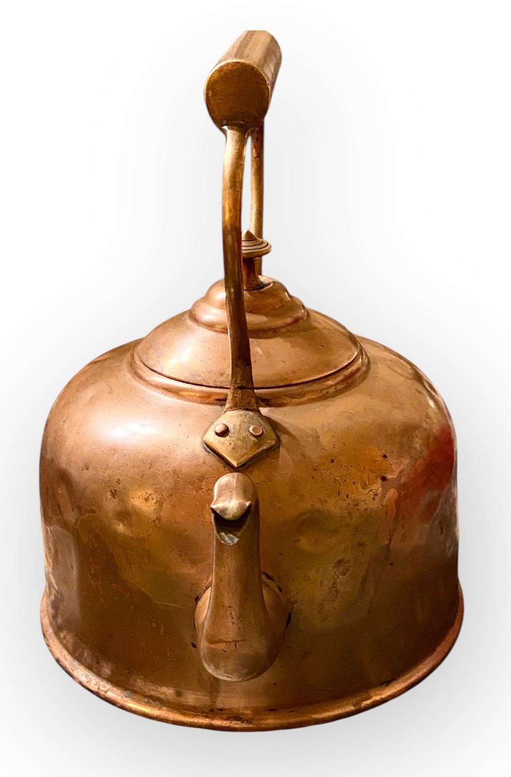George III Fine Antique English Georgian Copper And Brass Water Kettle For Sale