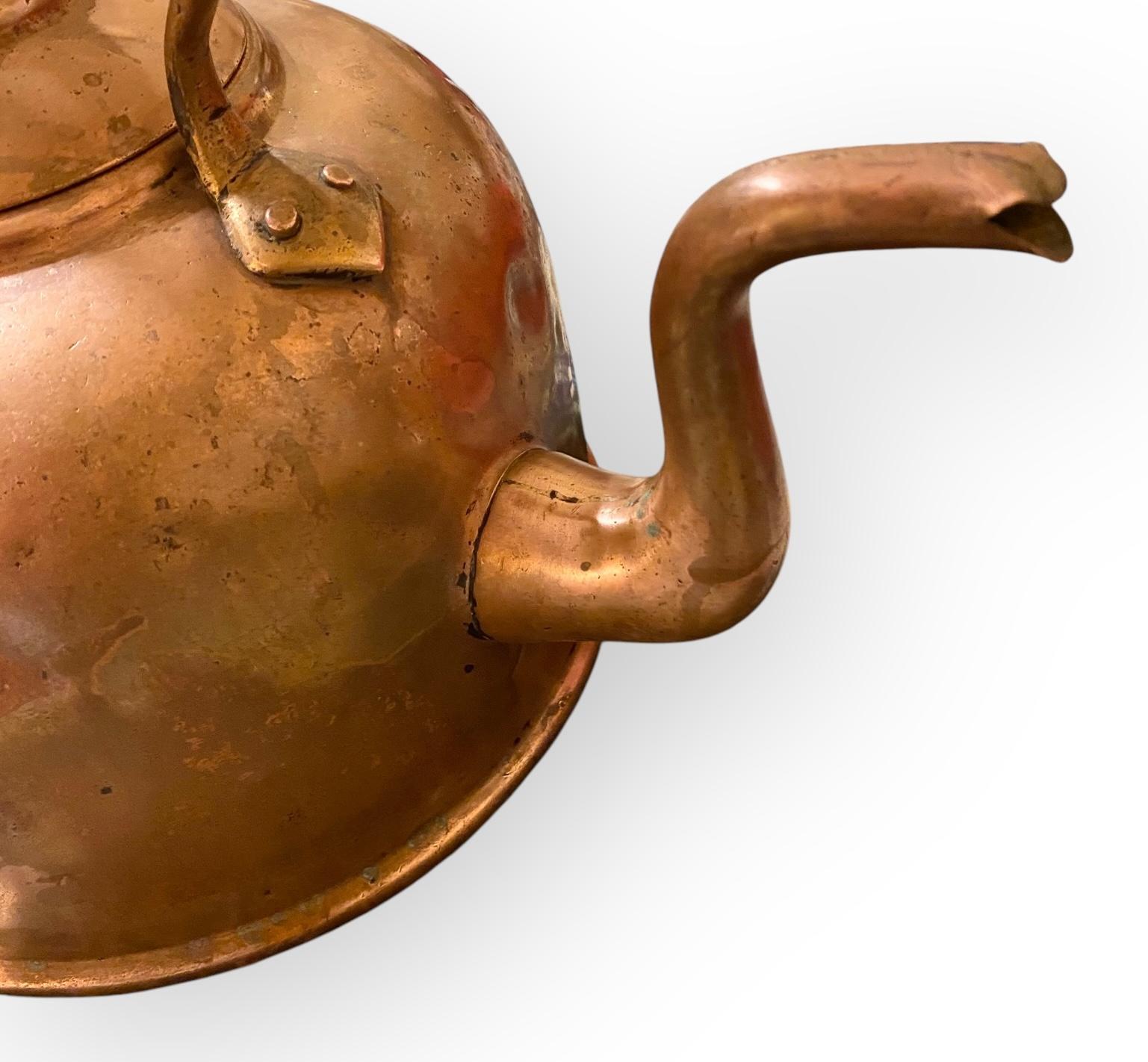 Fine Antique English Georgian Copper And Brass Water Kettle For Sale 3