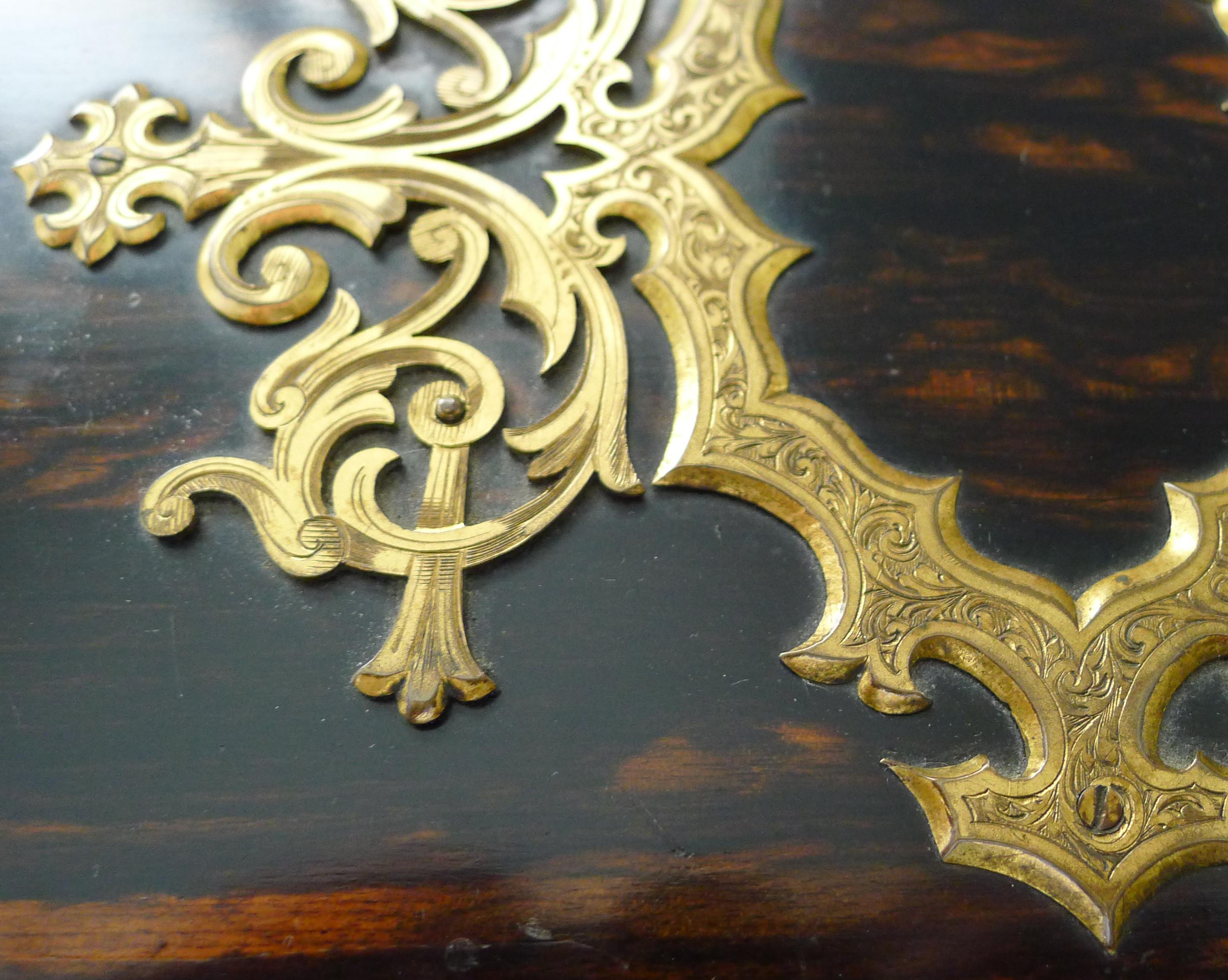 Fine Antique English Gilded Bronze Mounted Coromandel Lap Desk In Good Condition For Sale In Bath, GB