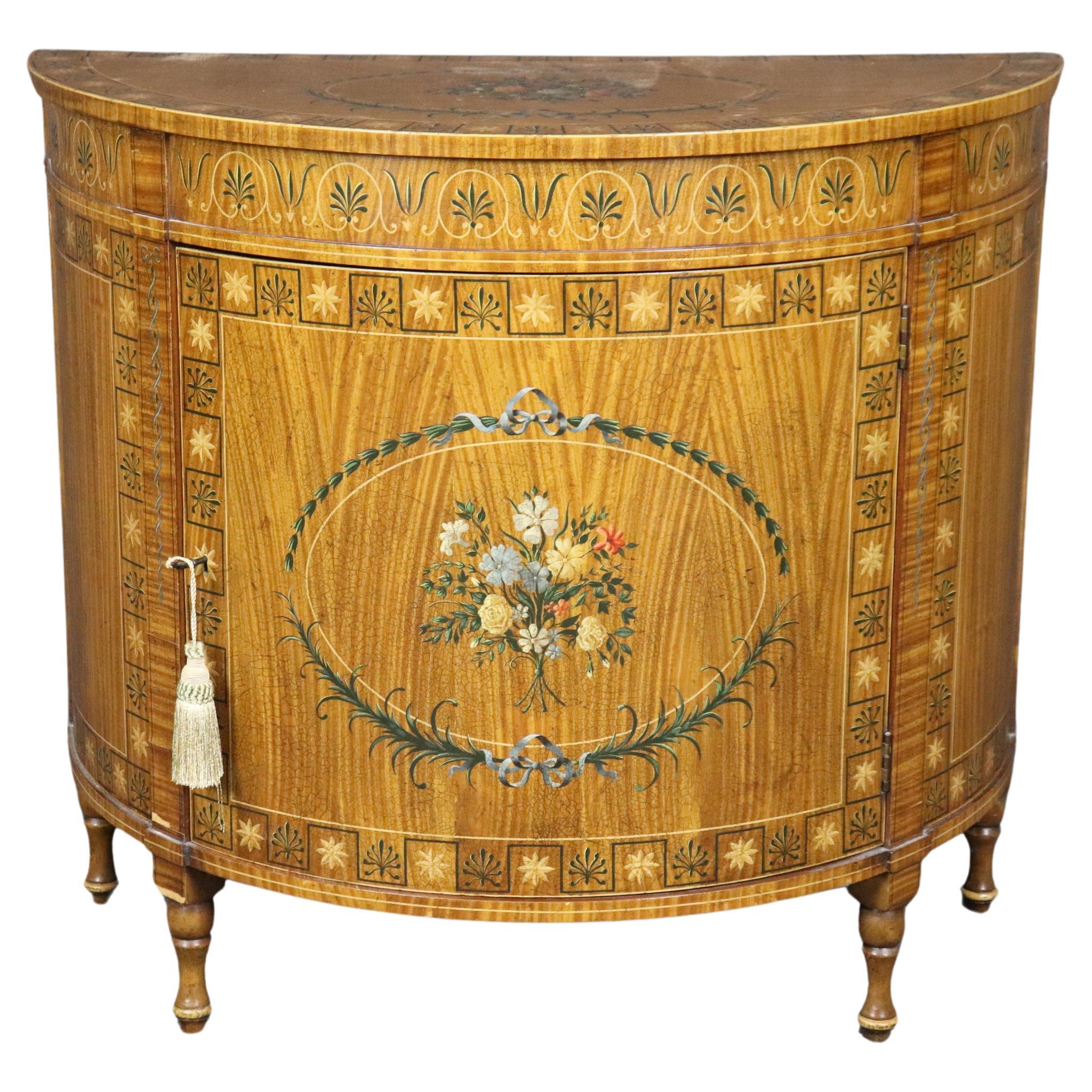 Antike englische Kommode aus bemaltem Seidenholz mit Blumenmuster, Adams-Gemälde, ca. 1920er Jahre