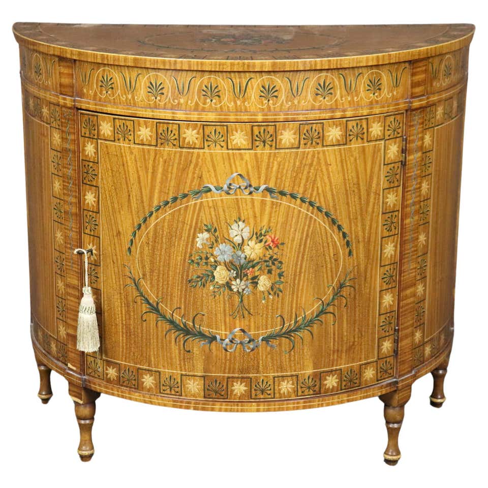 Fine Satinwood inlaid and Painted 2 door Commode by Maple and Co For ...