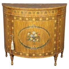 Fine Antique English Made Floral Adams Painted Satinwood Commode Circa 1920s