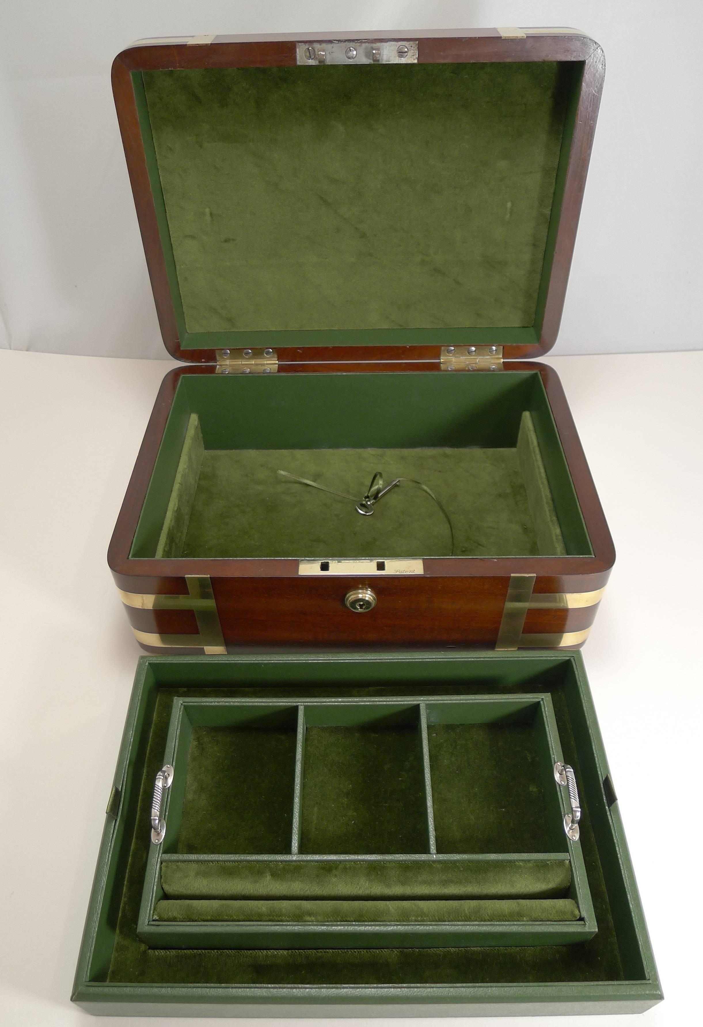 Fine Antique English Military/Campaign Brass Bound Mahogany Jewelry Box, 1820 2