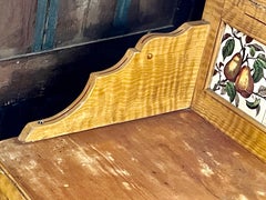 Fine Antique English Original Painted Pine & Ceramic Tile Washstand or Drybar