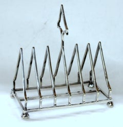 Fine Antique English Silver Plate Seven-Bar Triangular Shape Toast / Letter Rack