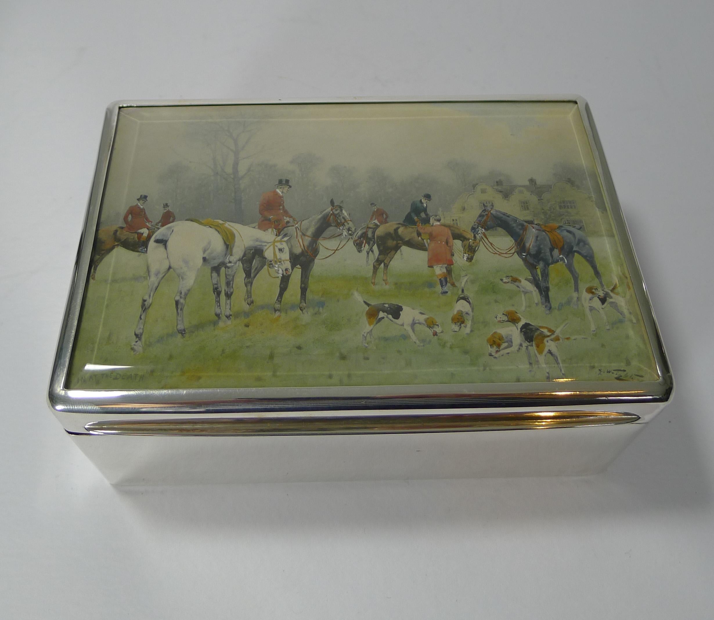 Fine Antique English Sterling Silver Cigar Box, Hunt Scene by George Wright 8
