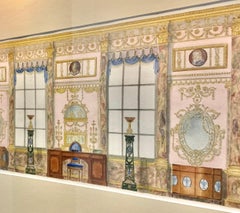 Fine Antique English Watercolor Painting, Adam Style Palace Interior Rendering