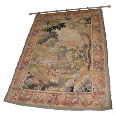 Fine Antique European Tapestry Depicting a Country Scene with Dogs