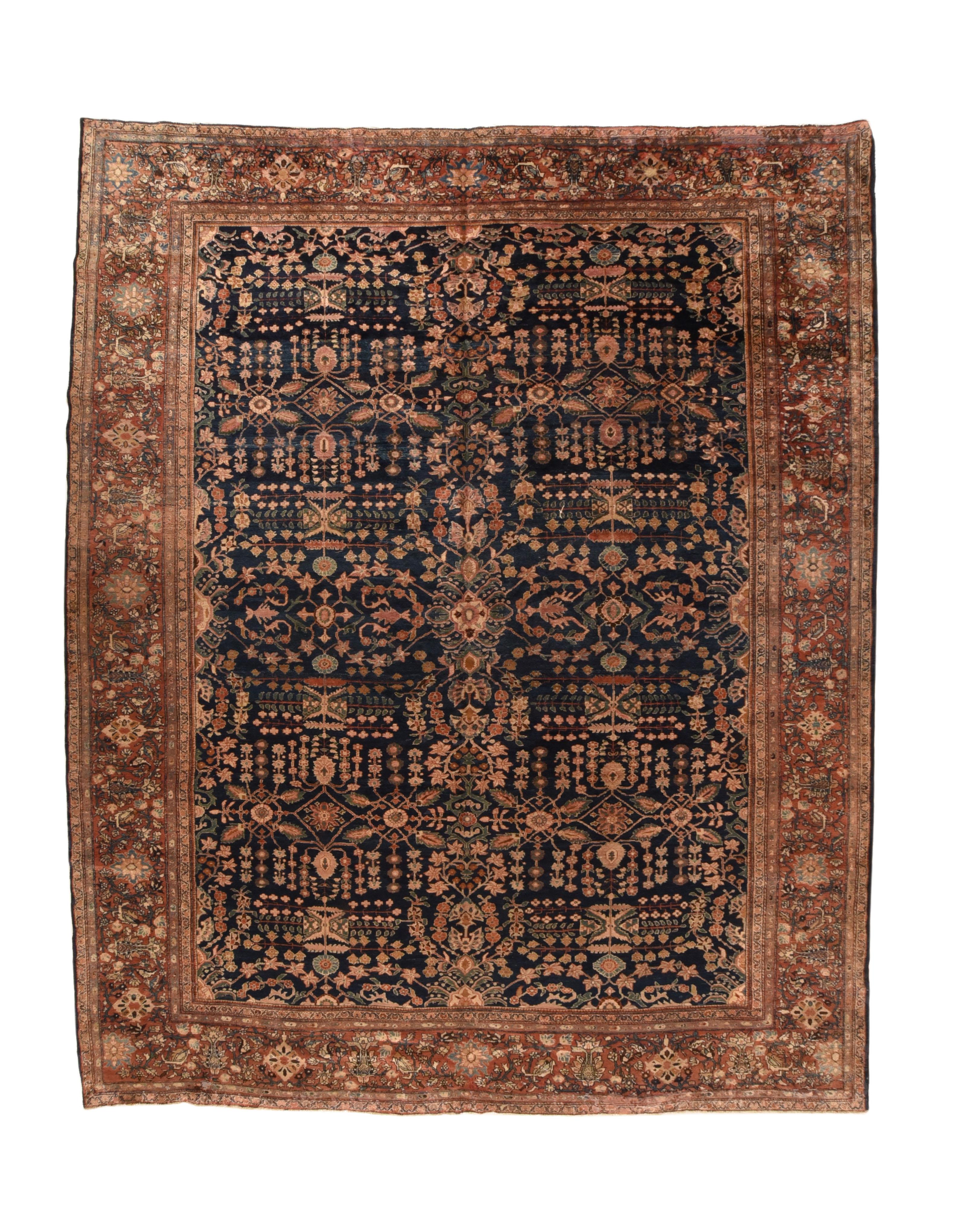 Hand-Knotted Antique Persian Farahan Sarouk