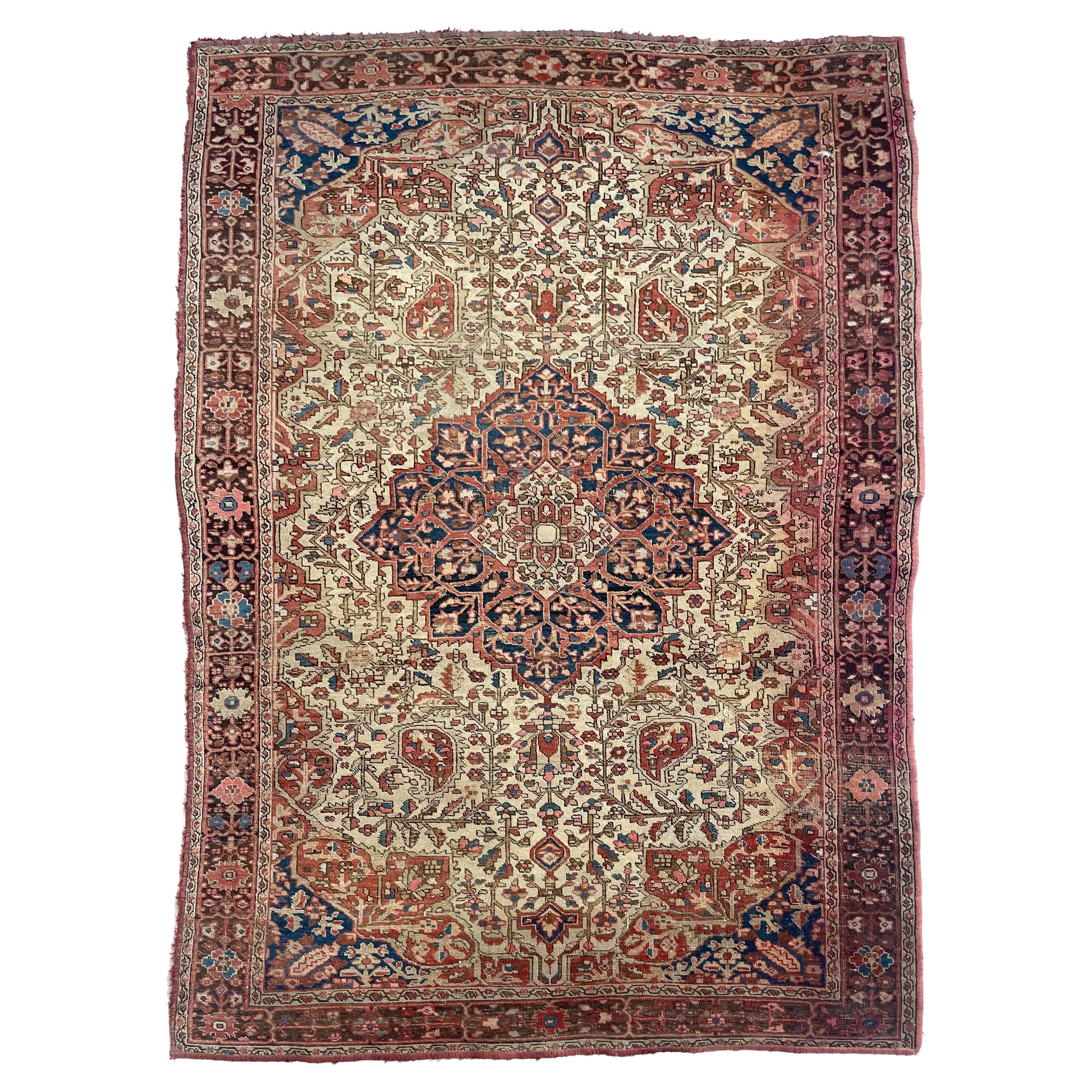 Fina alfombra antigua Ferahan Sarouk, c. 1920