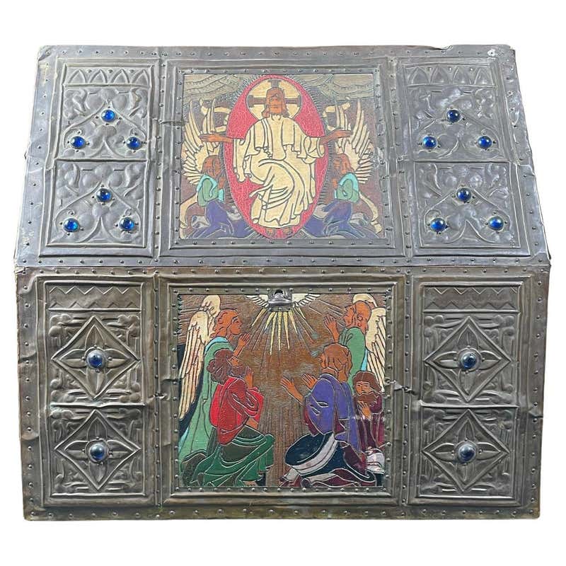 Religous Box Vintage Catholic Reliquary Box Monastery Work with Relics of Different ...