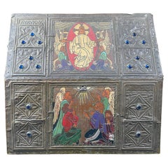 Feine antike Volkskunst-Reliquary-Schachtel, 1920