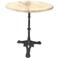 Fine Antique French Bistro Table with Carrara Marble Top