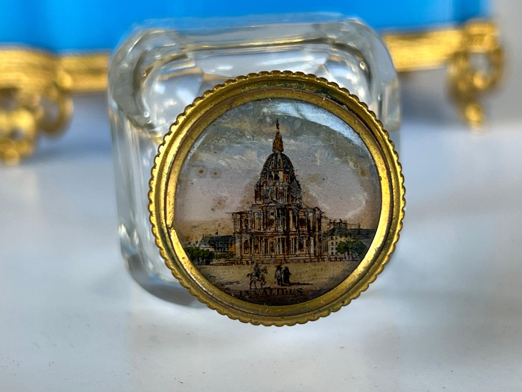 Fine Antique French Cerulean Blue Opaline Glass Perfume Casket 6