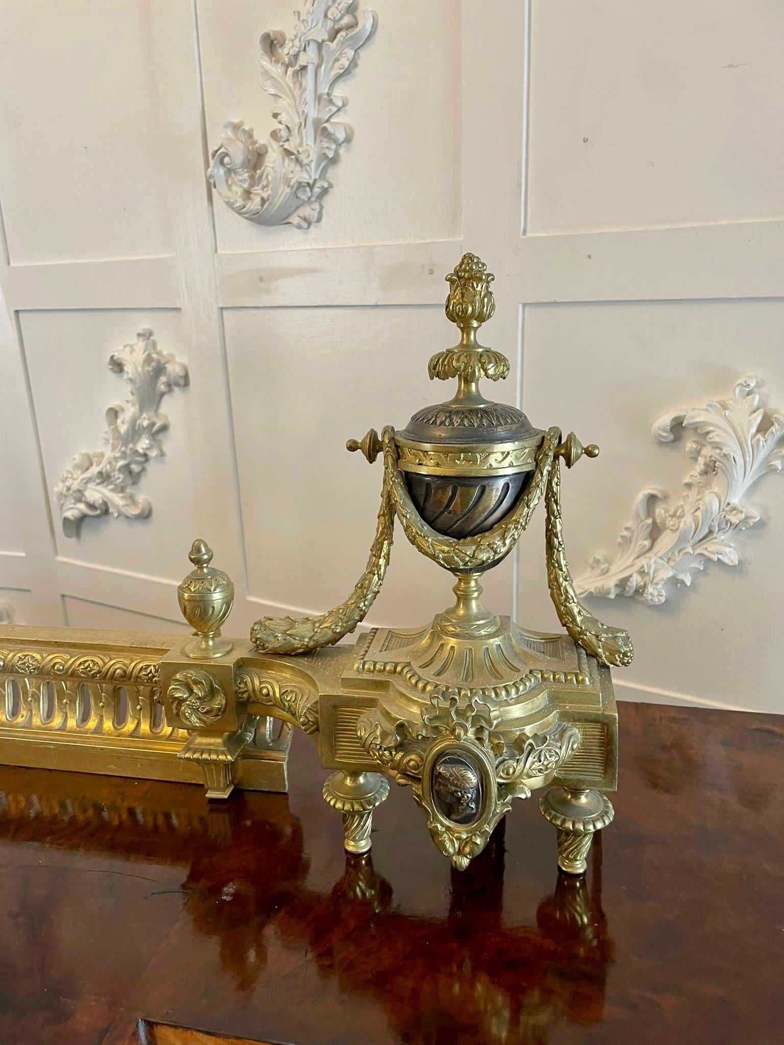 Fine Antique French Classical Gilt Bronze Ormolu Extending Fender 3