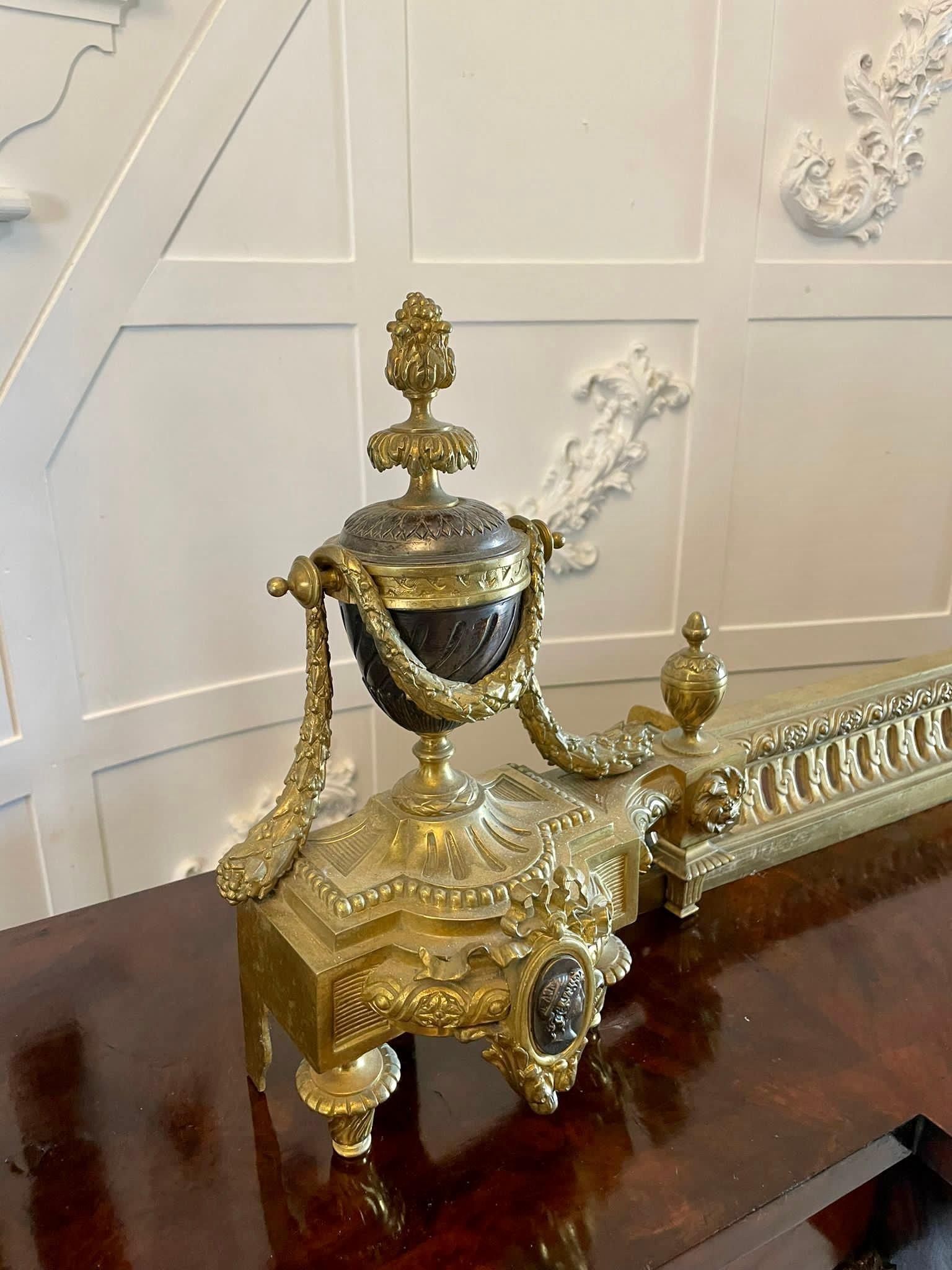 Fine Antique French Classical Gilt Bronze Ormolu Extending Fender 4