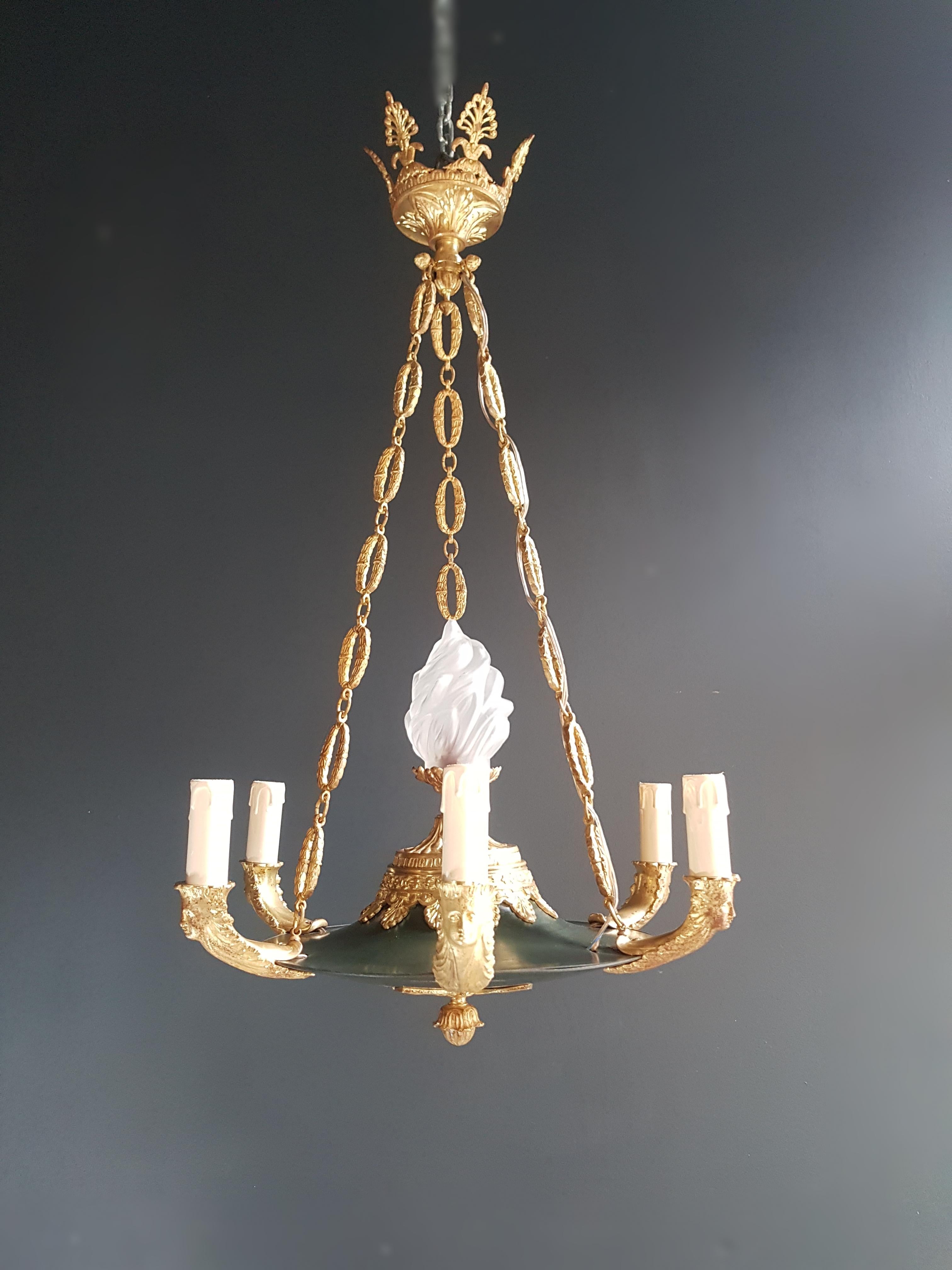 Fine Antique French Empire Lustre Neoclassical Patina Bronze Chandelier 8