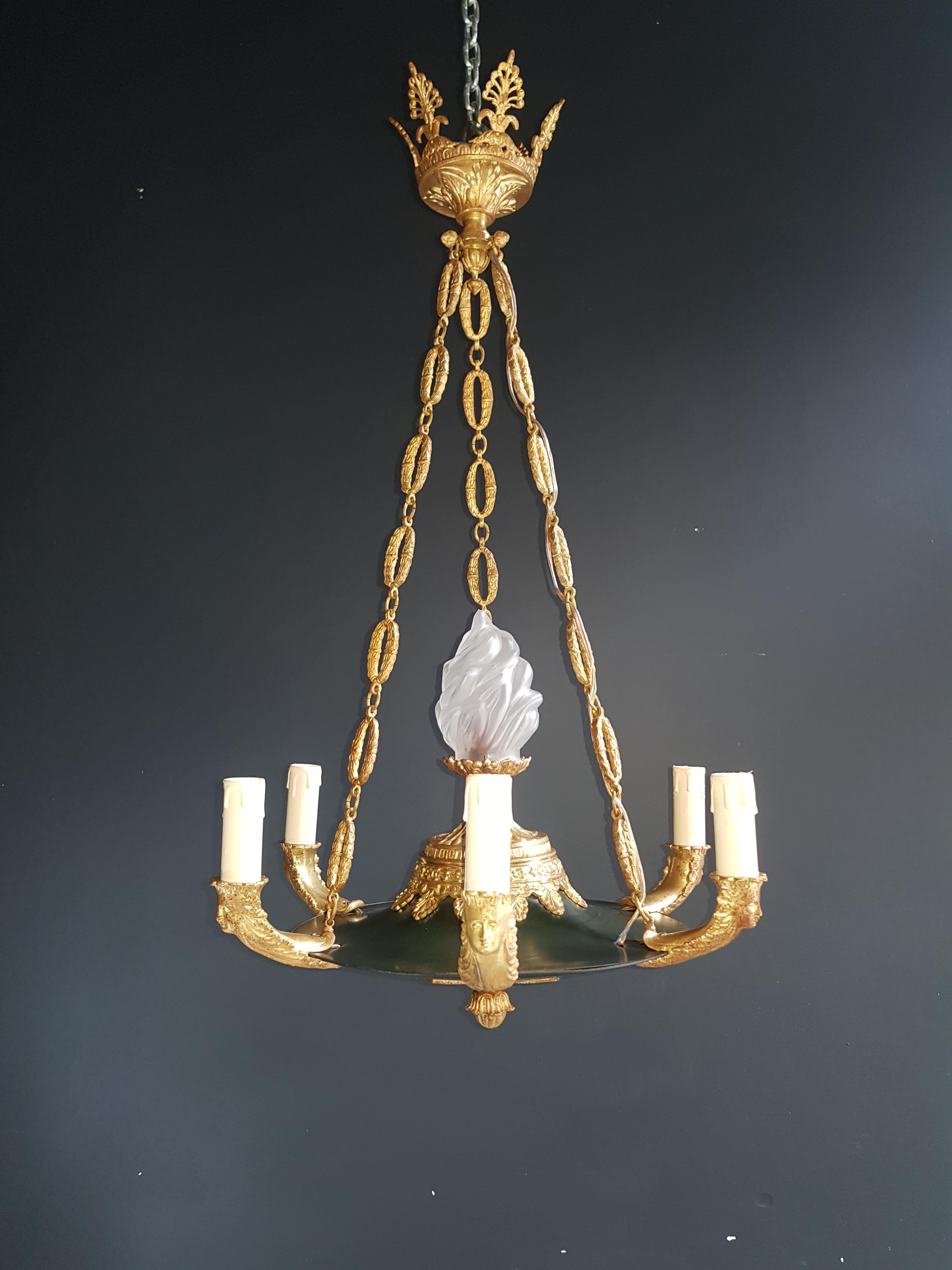 Fine Antique French Empire Lustre Neoclassical Patina Bronze Chandelier In Good Condition In Berlin, DE