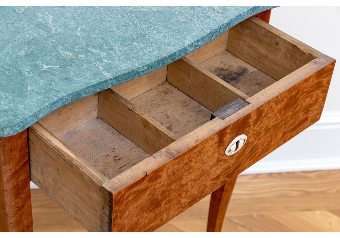 Fine Antique French Figured Maple And Stone Top Console Table In Fair Condition For Sale In Bridgeport, CT