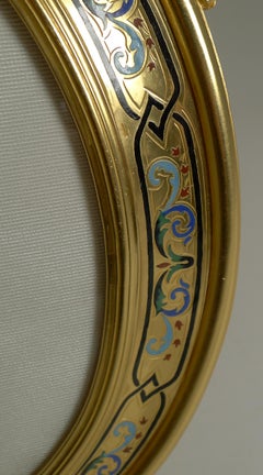 Fine Antique French Gilded Bronze and Champleve Enamel Photograph Frame