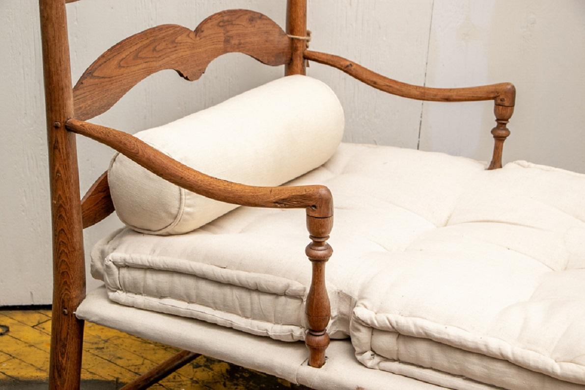 Fine Antique French Ladderback Daybed 1