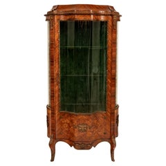 Feine antike Französisch Louis XV Kingwood Ormolu Bombe geformt Intarsien Vitrine 1880