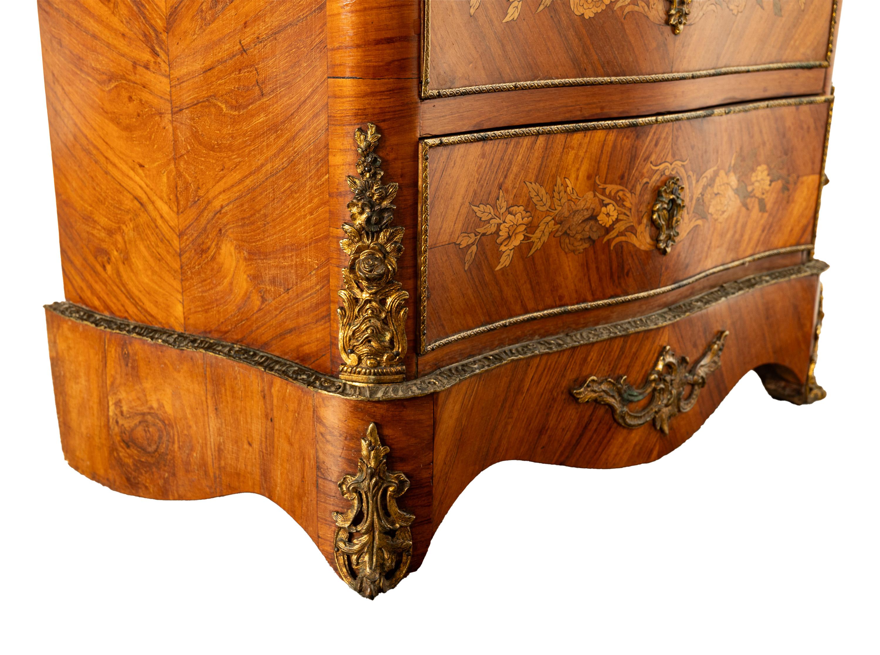 Fine Antique French Louis XV Marquetry Rosewood Ormolu Secretaire Abattant 1880 For Sale 13
