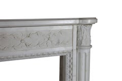Fine Antique French Louis XVI Period White Statuary Marble Fireplace Surround