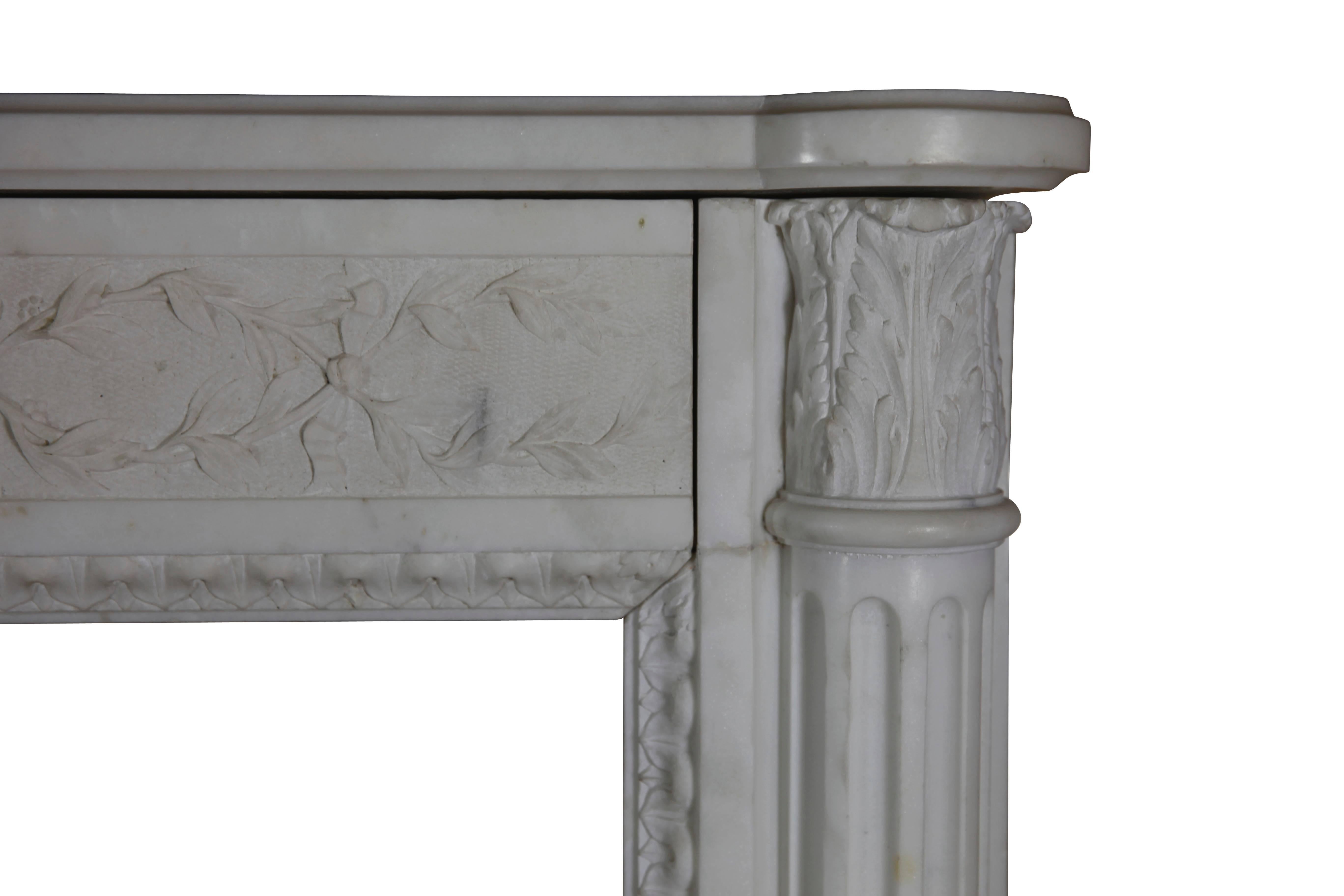 Fine Antique French Louis XVI Period White Statuary Marble Fireplace Surround For Sale 1