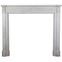 Fine Antique French Louis XVI Period White Statuary Marble Fireplace Surround