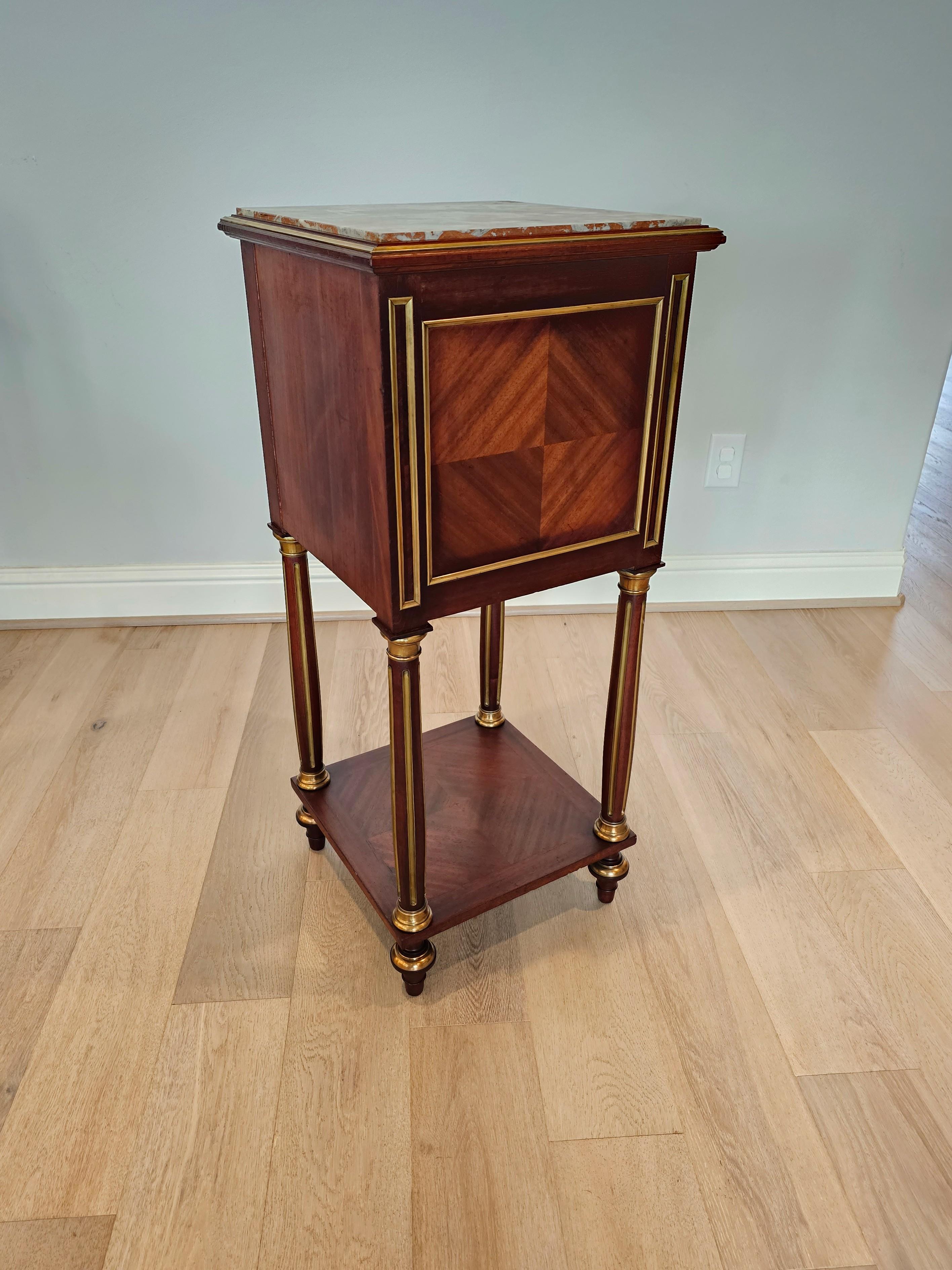 Fine Antique French Louis XVI Style Mahogany Nightstand Table For Sale 4