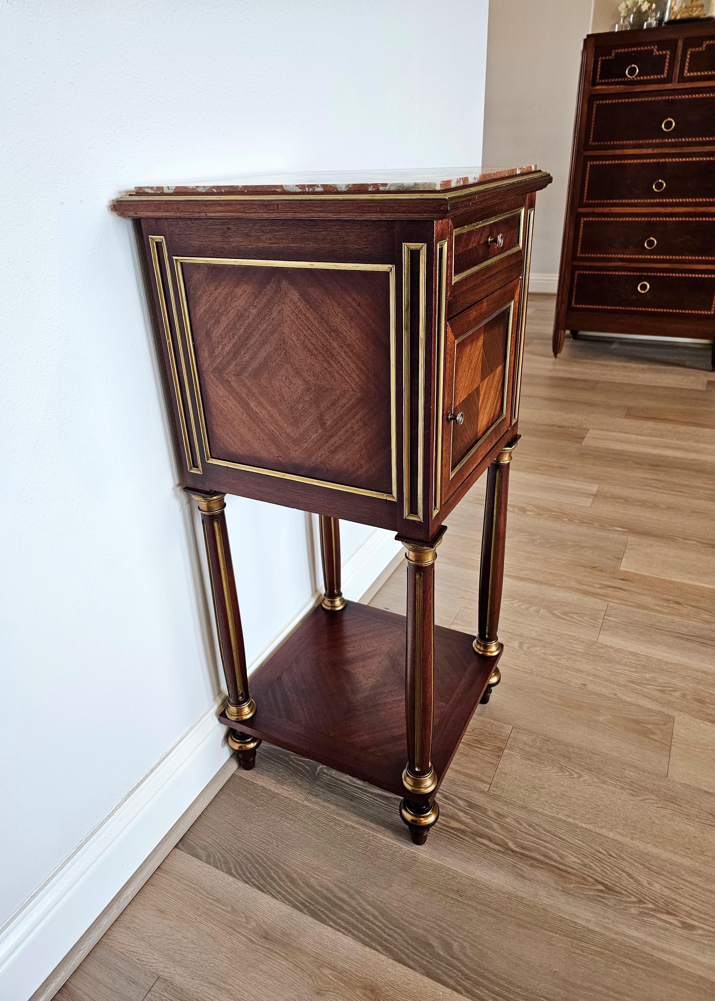 Fine Antique French Louis XVI Style Mahogany Nightstand Table For Sale 10