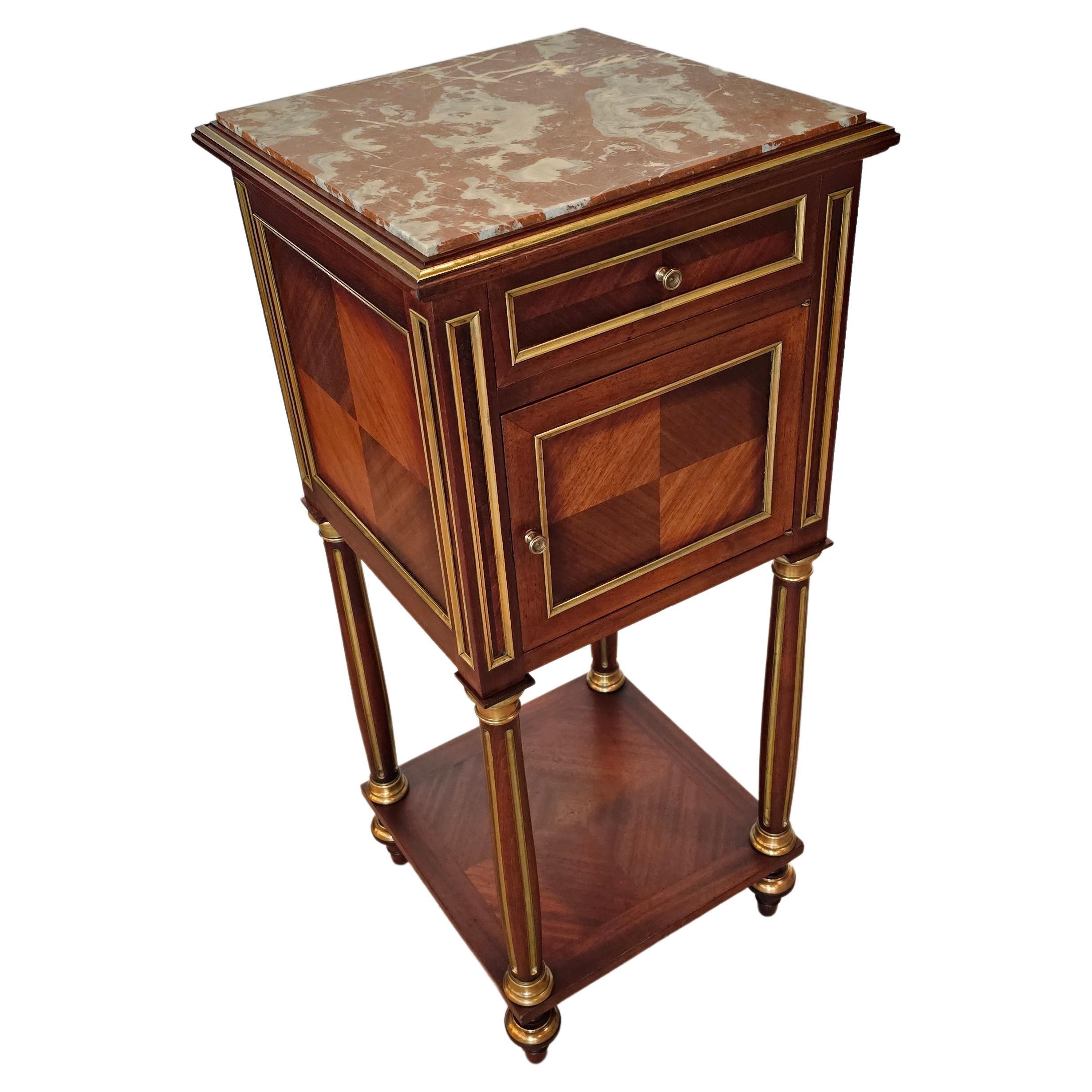 Fine Antique French Louis XVI Style Mahogany Nightstand Table For Sale
