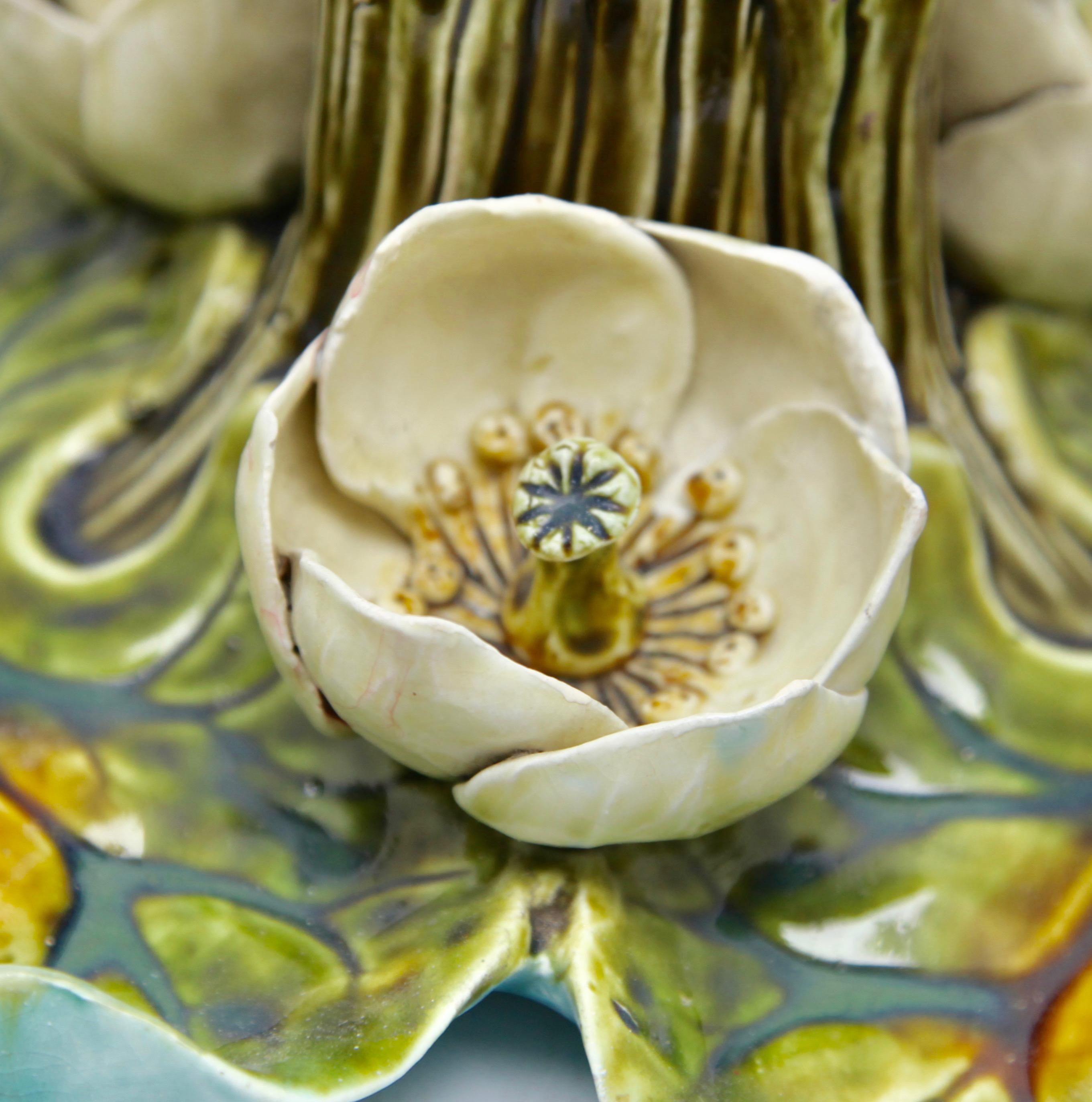 Ceramic Fine Antique French Majolica Centerpiece Frie Onnaing, circa 1900s