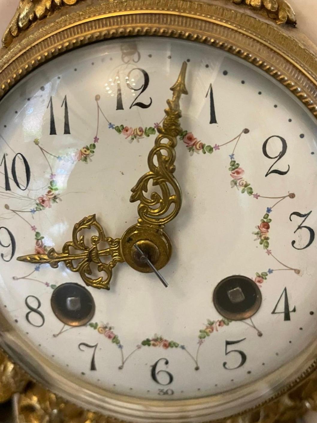 Fine Antique French Marble, Bronze and Ormolu Striking Mantle Clock 2