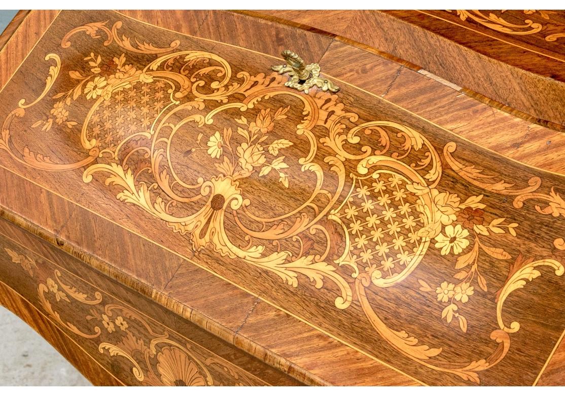 Laiton Bureau de Dame ancien en marqueterie française Circa 1890 en vente