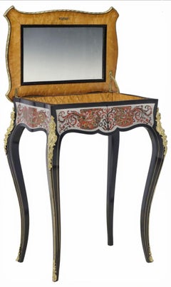 Fine Antique French Napoleon III Period Boulle Marquetry Ebonized Vanity Table