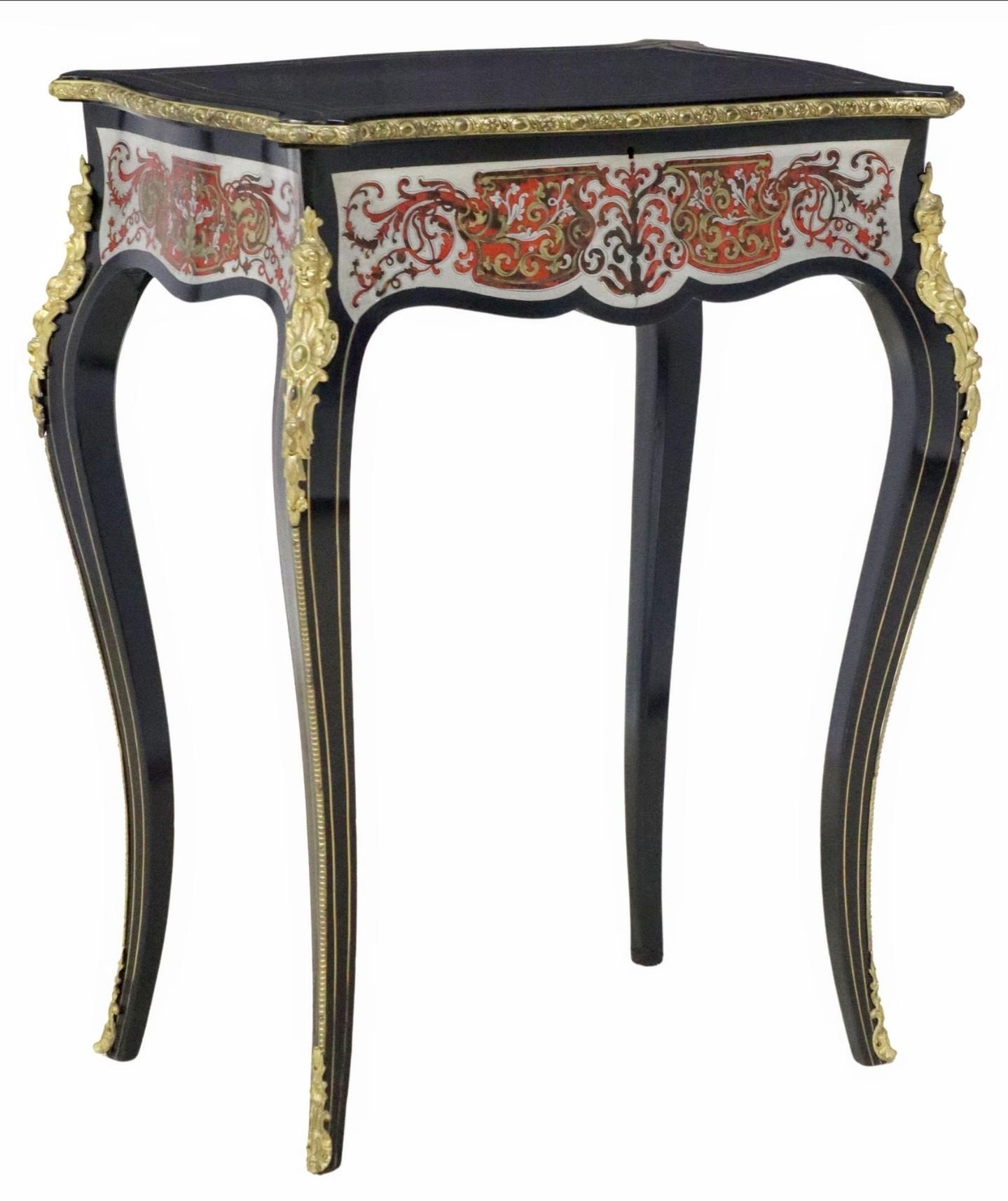 Fine Antique French Napoleon III Period Boulle Marquetry Ebonized Vanity Table For Sale 1