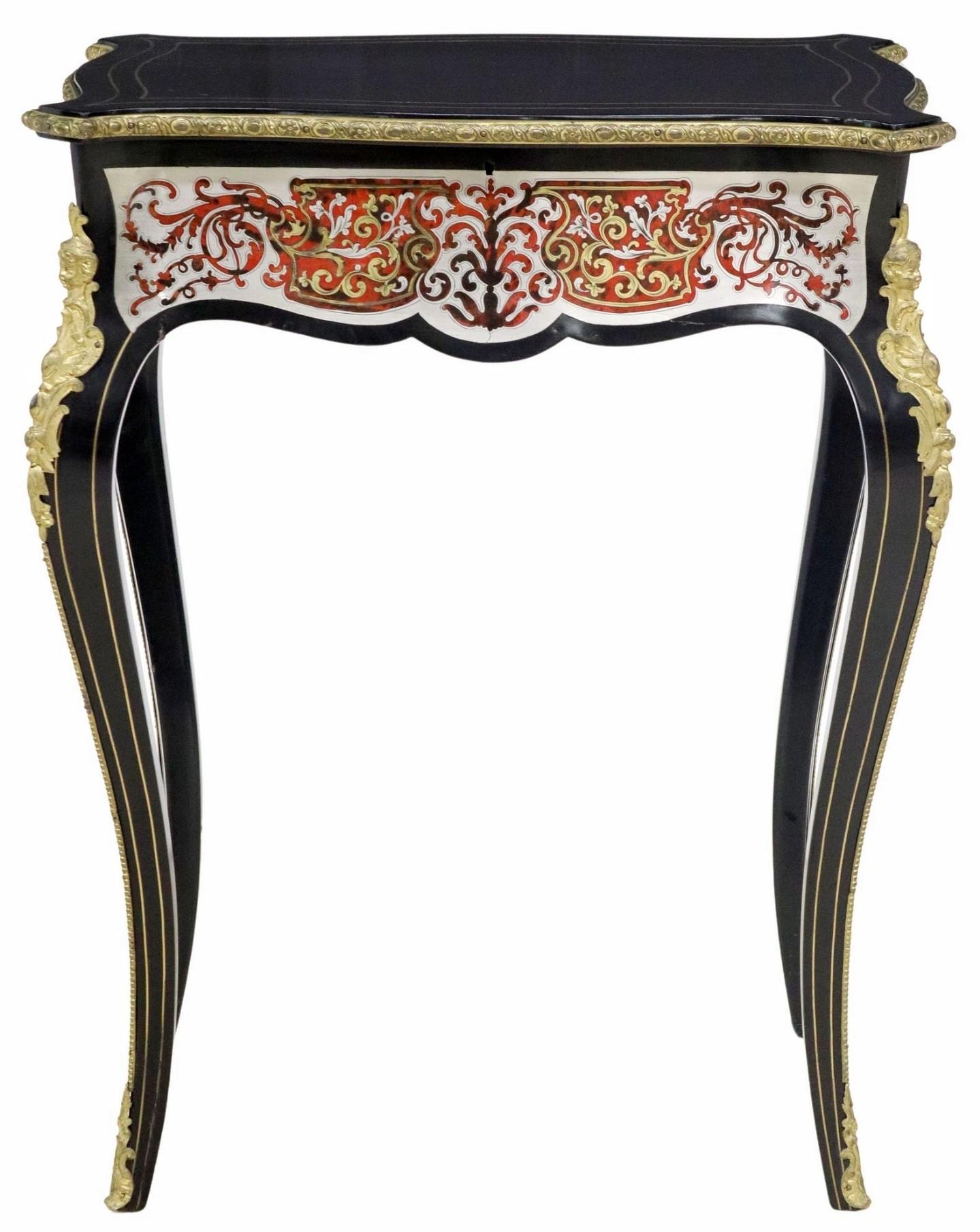 Fine Antique French Napoleon III Period Boulle Marquetry Ebonized Vanity Table For Sale 2