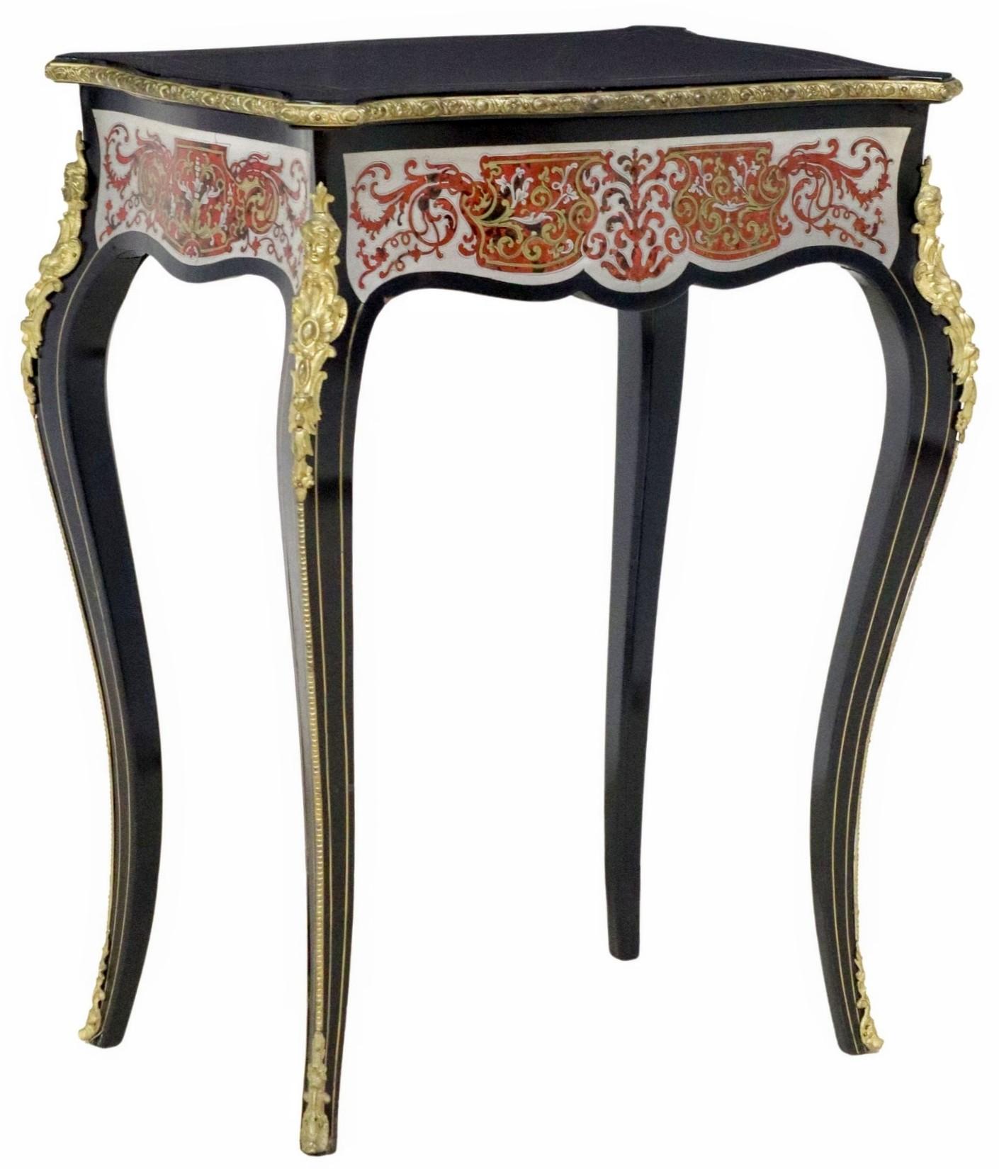 Fine Antique French Napoleon III Period Boulle Marquetry Ebonized Vanity Table For Sale 3