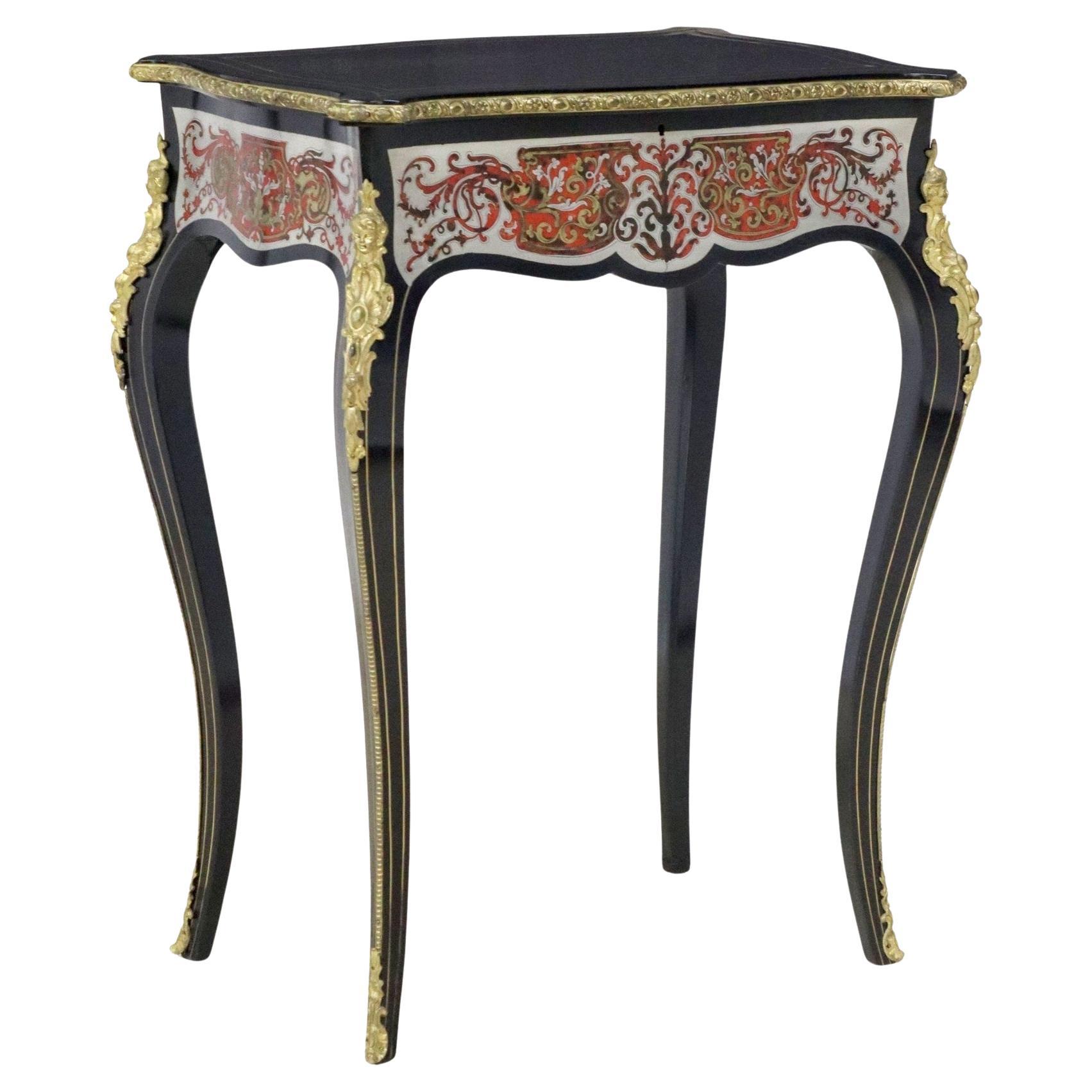 Fine Antique French Napoleon III Period Boulle Marquetry Ebonized Vanity Table