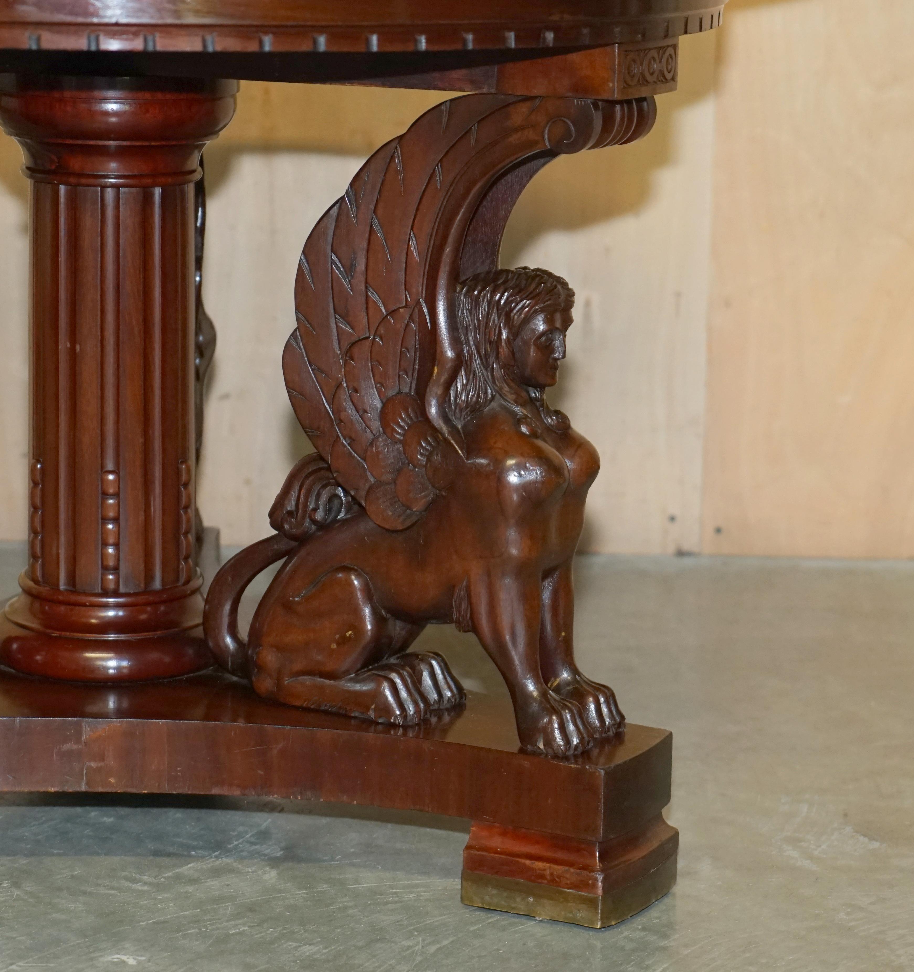FINE ANTIQUE FRENCH NEOCLASSICAL HARDWOOD CENTRE TABLE WiTH SPHINX PILLARED BASE im Angebot 7