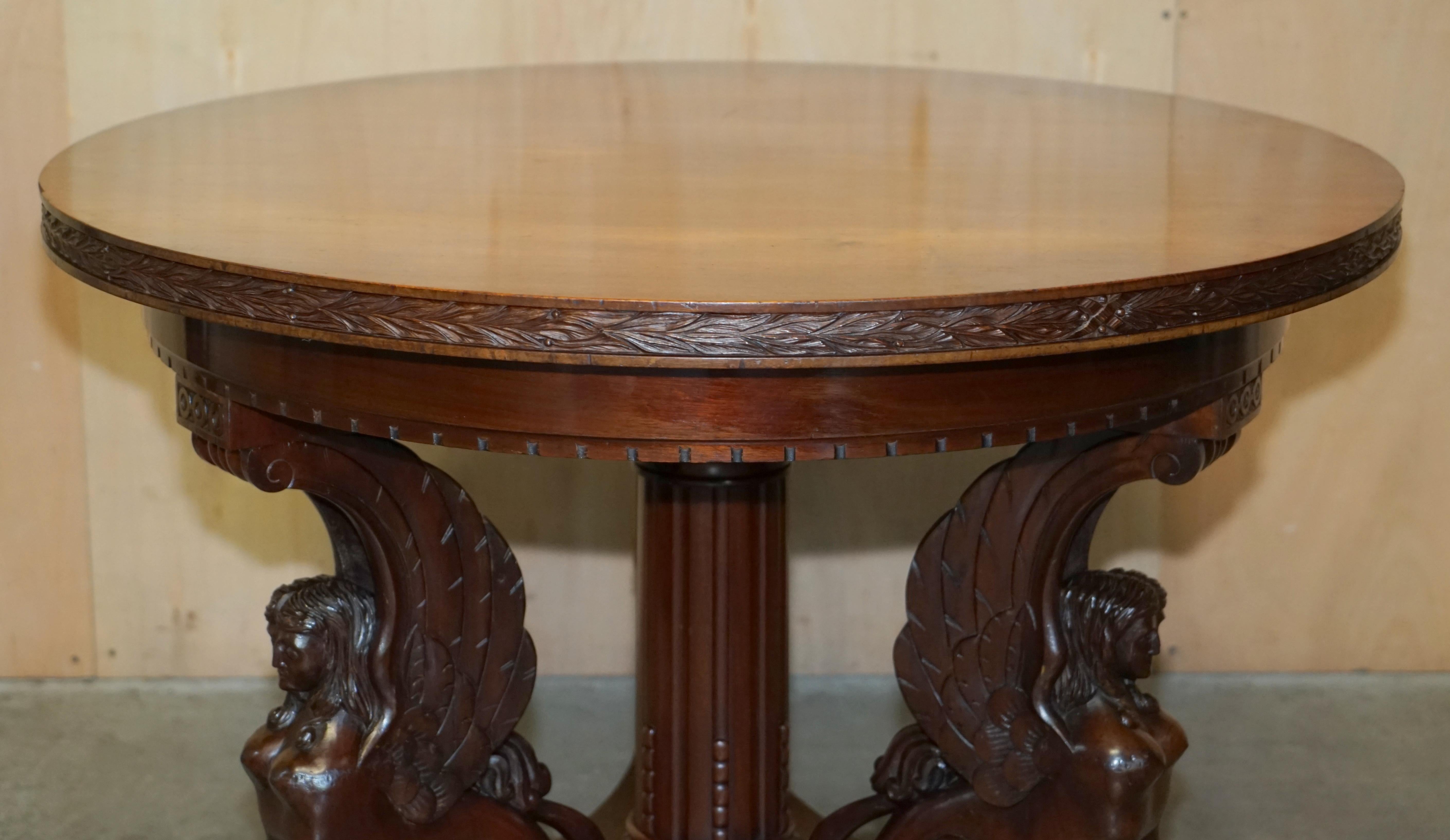 We are delighted to offer for sale this stunning Antique French Neoclassical centre table with ornately carved Sphinx pillared legs which is part of a suite

This table is part of a suite as mentioned, I also have a rather lovely pair of large
