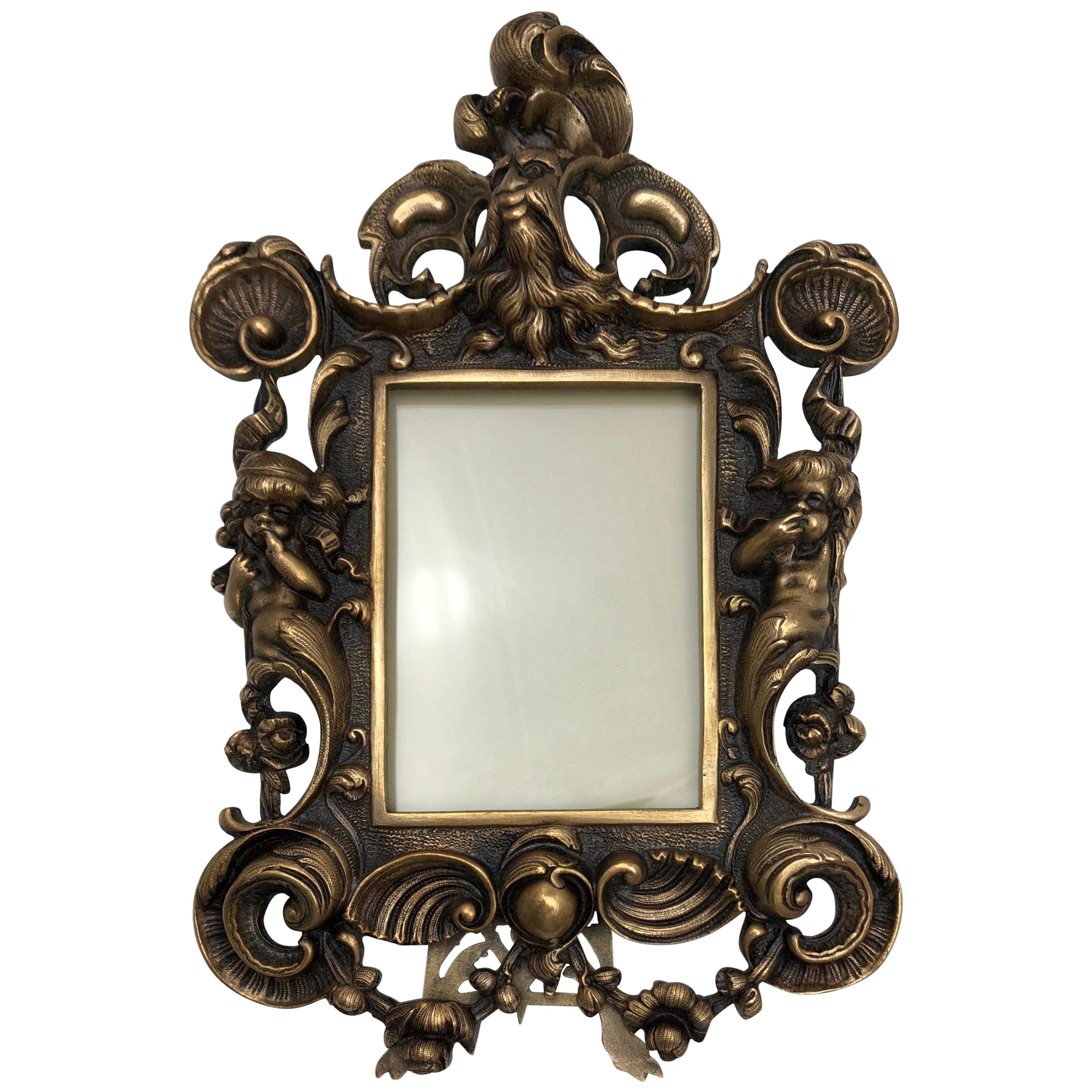 Fine Antique French Neoclassical Louis XV Style Gilt Bronze Picture Frame
