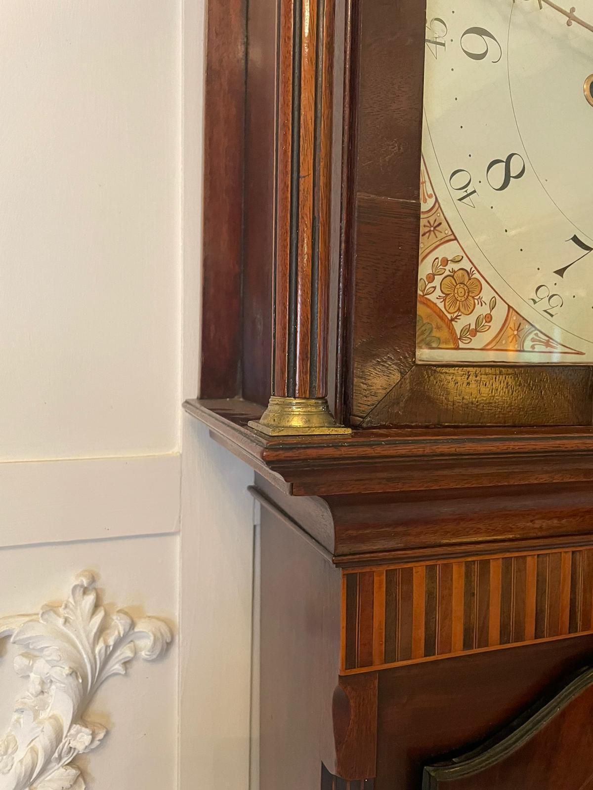 Fine Antique George III Inlaid Mahogany Eight Day Longcase Clock For Sale 7