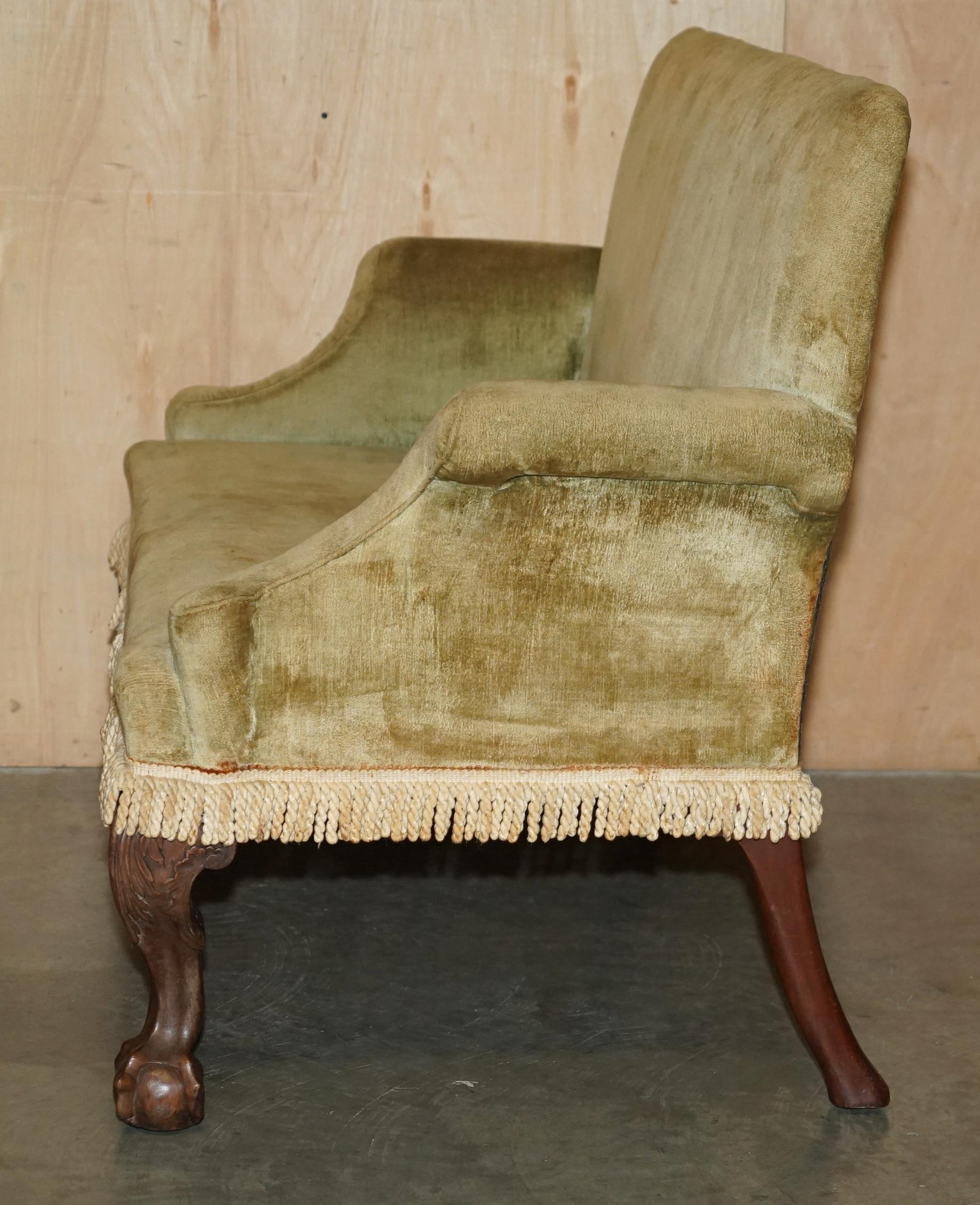 FINE DIVANO SETTEE ANTICO CIRCA 1780 intagliato a mano con gambe CLAW and Ball in vendita 5