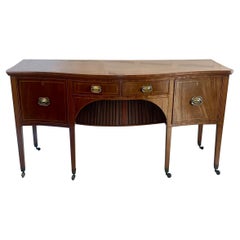 Fine Antique George III Serpentine Shaped Quality Figured Mahogany Sideboard